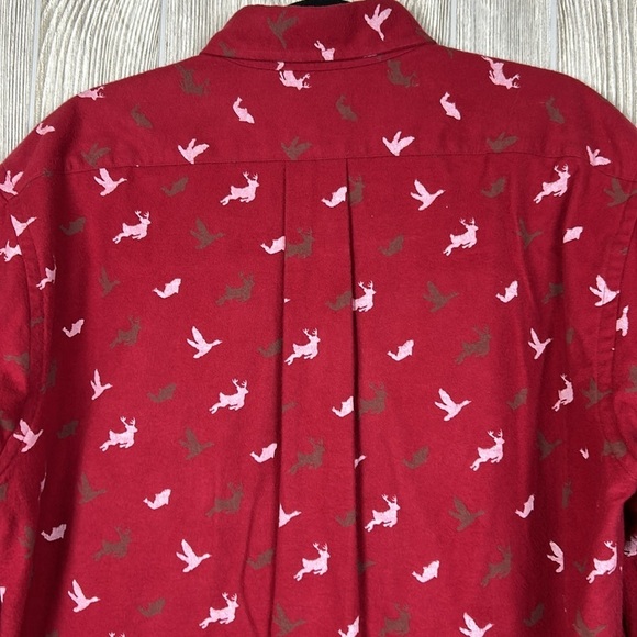 Lands End Red Chamois Flannel Long Sleeve Mens Animal Print Made in USA Size M - Picture 6 of 9